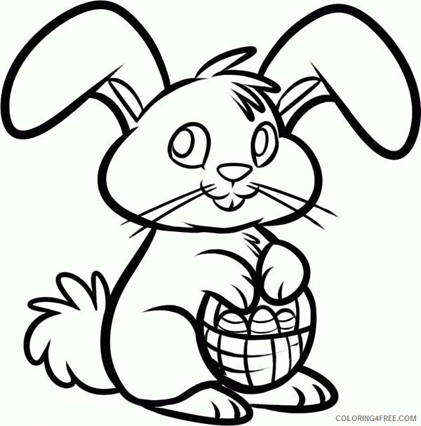 Easter Basket Coloring Pages Holiday Easter Bunny with Basket Printable 2021 0382 Coloring4free