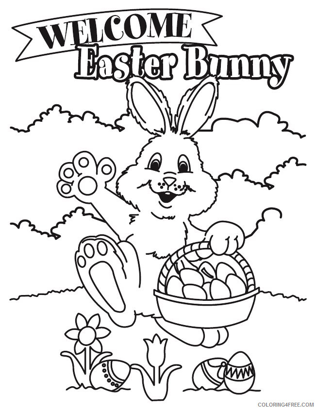 Easter Basket Coloring Pages Holiday Easter Bunny with Basket Printable 2021 0384 Coloring4free