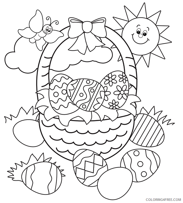 Easter Basket Coloring Pages Holiday Eggs in Easter Basket Printable 2021 0391 Coloring4free