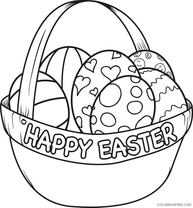 Easter Basket Coloring Pages Holiday Happy Easter Basket Printable 2021 0395 Coloring4free