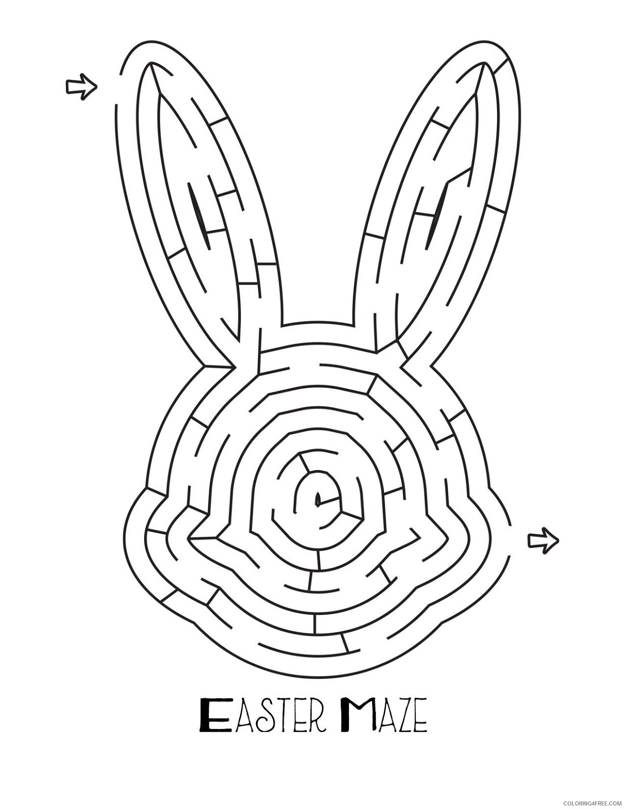 Easter Bunny Coloring Pages Holiday Easter Bunny Head Maze Printable 2021 0437 Coloring4free