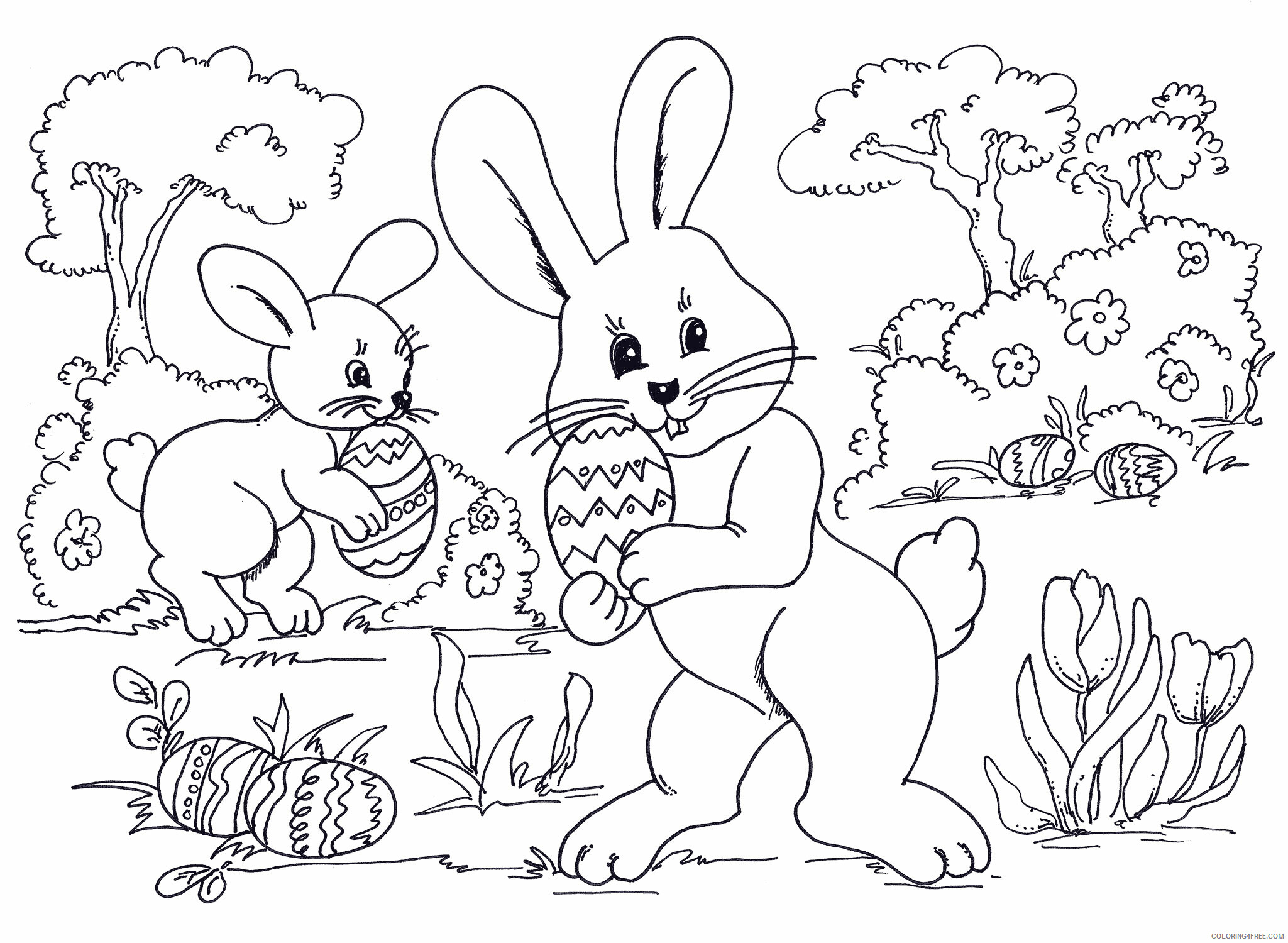 Easter Coloring Pages Holiday Easter Bunnies Printable 2021 0277 Coloring4free