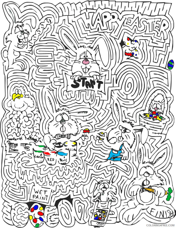 Easter Coloring Pages Holiday Hard Easter Mazes Printable 2021 0330 Coloring4free