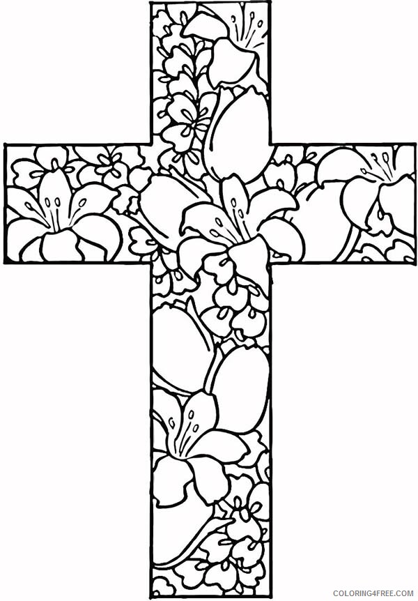 Easter Coloring Pages Holiday Religious Easter Cross Printable 2021 0361 Coloring4free