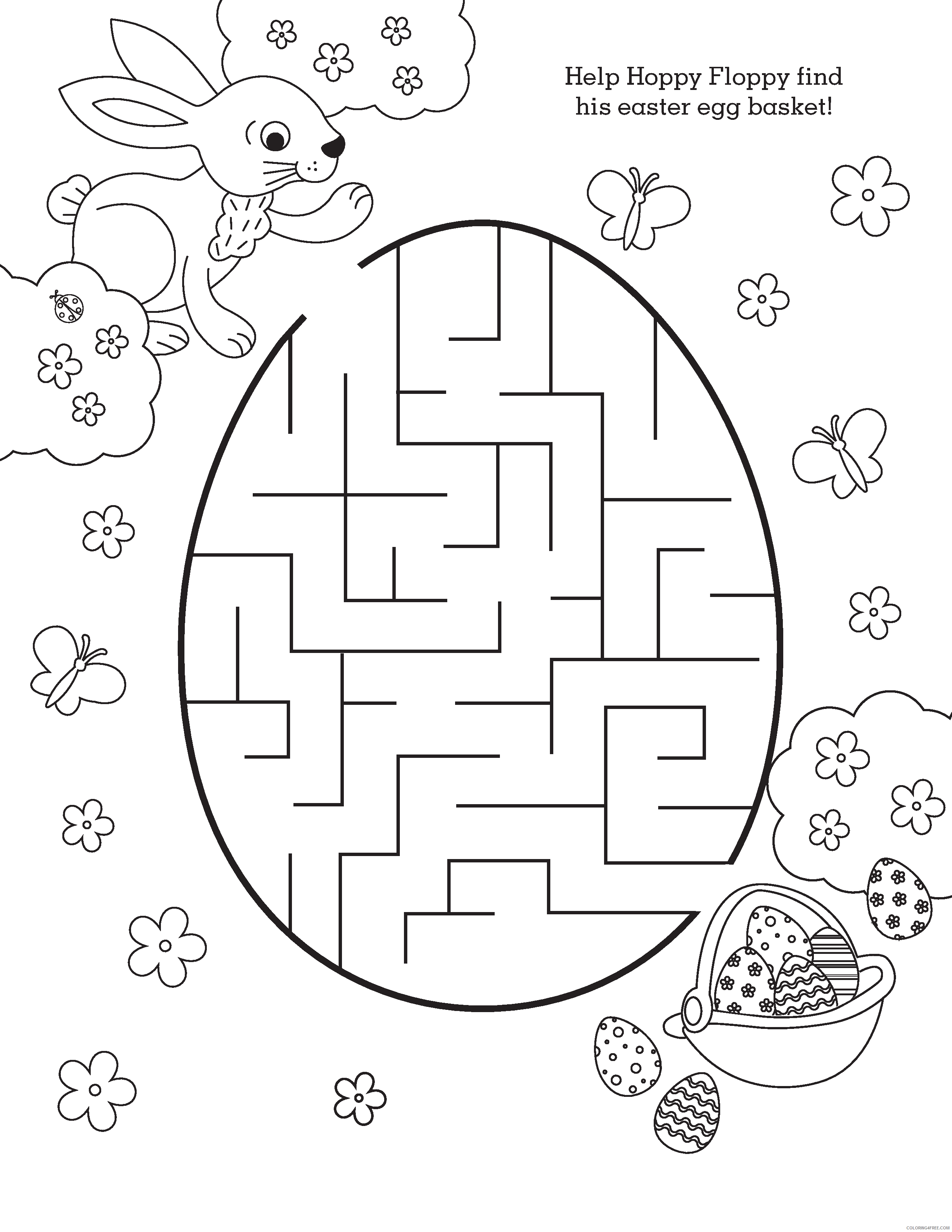 Easter Coloring Pages Holiday Simple Easter Mazes Printable 2021 0366 Coloring4free