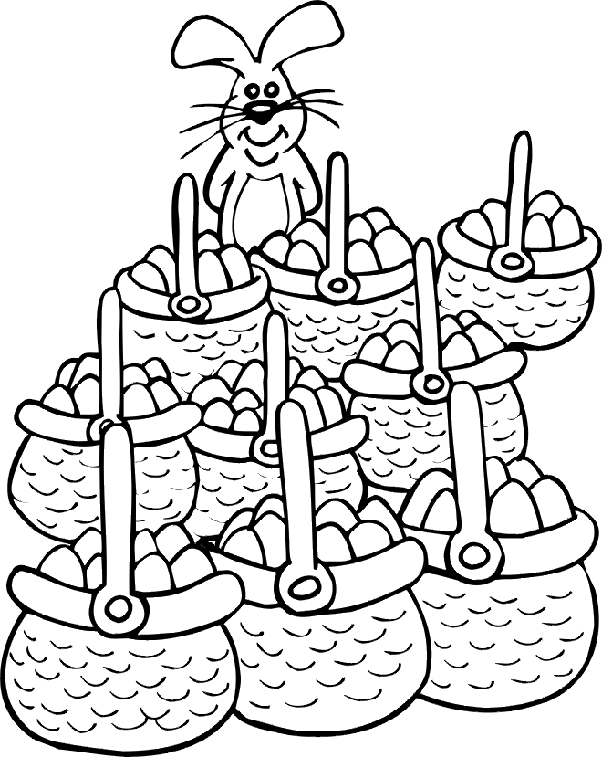 Easter Coloring Pages Holiday easter bunny with baskets of eggs Printable 2021 0262 Coloring4free