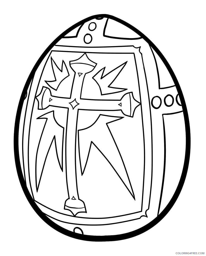 Easter Egg Coloring Pages Holiday Easter Egg with Cross Printable 2021 0506 Coloring4free