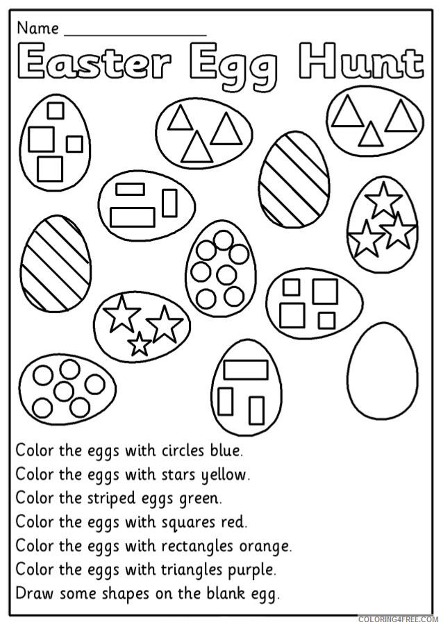 Easter Egg Coloring Pages Holiday Kindergarten Easter Egg Hunt Worksheet Printable 2021 0515 Coloring4free