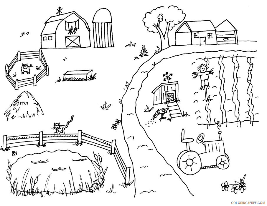 Farm Coloring Pages for Kids Farm Scene Printable 2021 227 Coloring4free