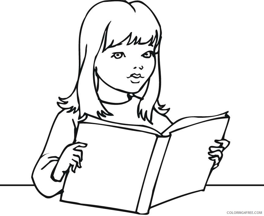 Girl Coloring Pages for Girls Girl Reading Book Printable 2021 0584 Coloring4free