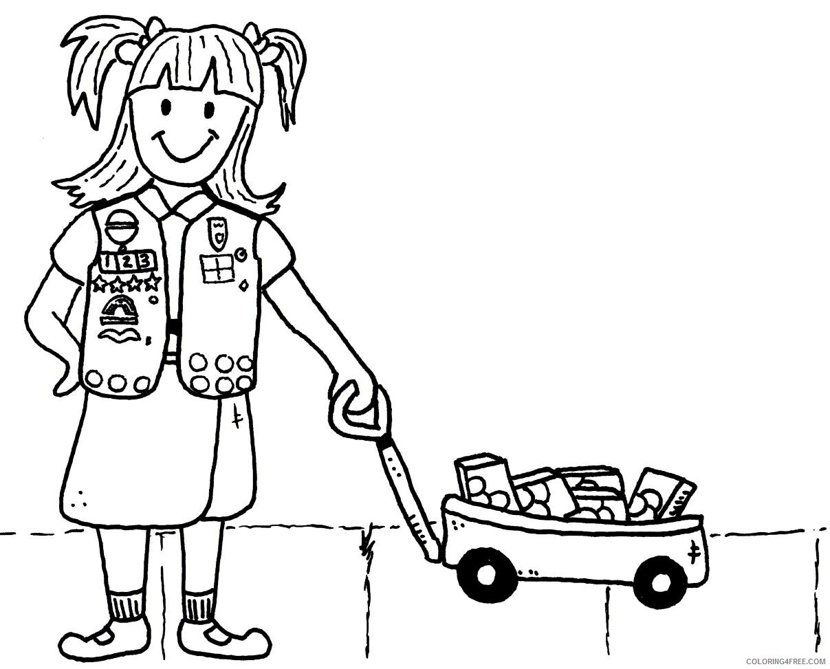 Girl Coloring Pages for Girls Girl Scout with Cookies Printable 2021 0585 Coloring4free
