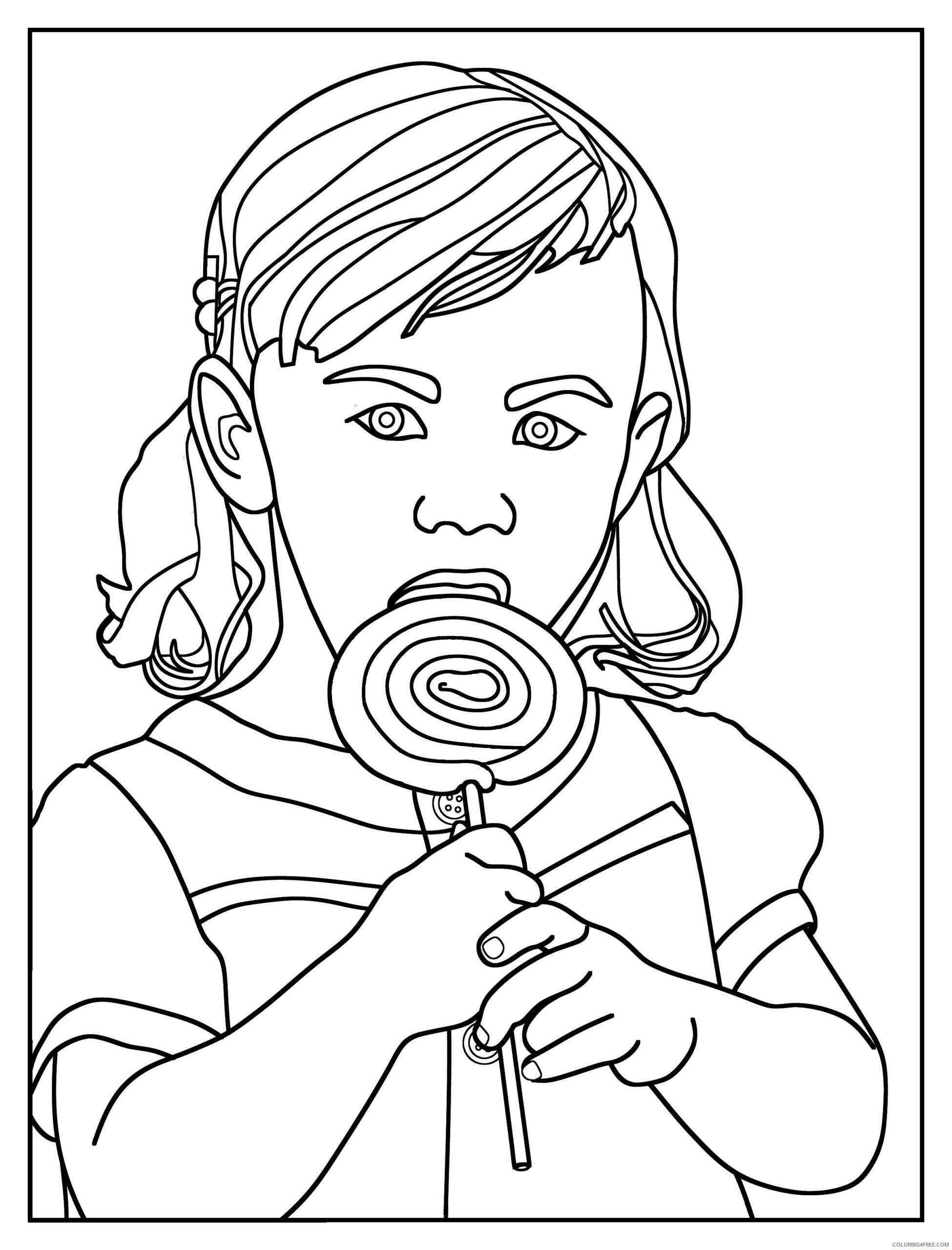 Girl Coloring Pages for Girls Girl with Lollipop Printable 2021 0586 Coloring4free