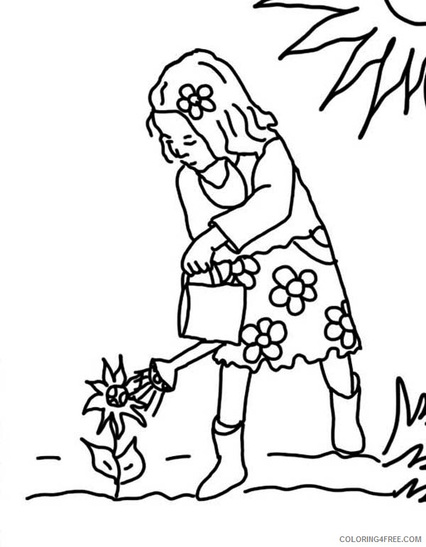 Girl Coloring Pages for Girls Little Girl Using Watering Can 2021 0597 Coloring4free