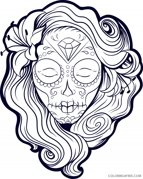 Girl Coloring Pages for Girls Sugar Skull Girl Printable 2021 0627 Coloring4free