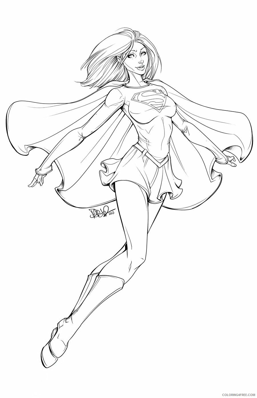 Girl Coloring Pages for Girls Supergirl Printable 2021 0629 Coloring4free