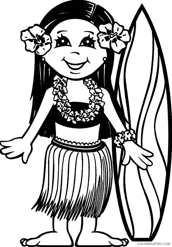 Girl Coloring Pages for Girls Surfer Girl Hawaii Printable 2021 0634 Coloring4free