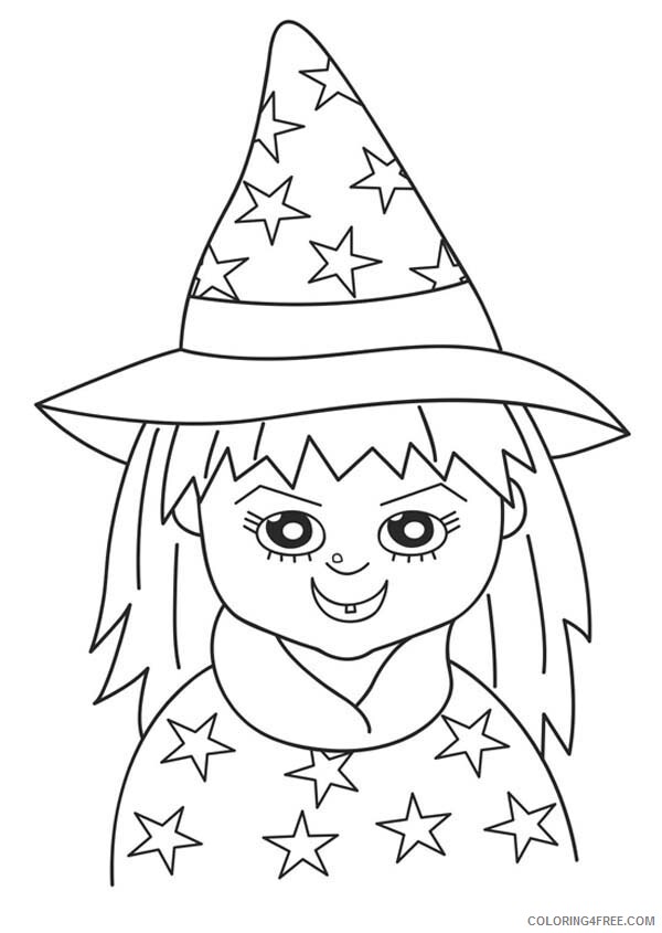 Girl Coloring Pages for Girls Young Girl on Witch Costume on Halloween Day 2021 Coloring4free