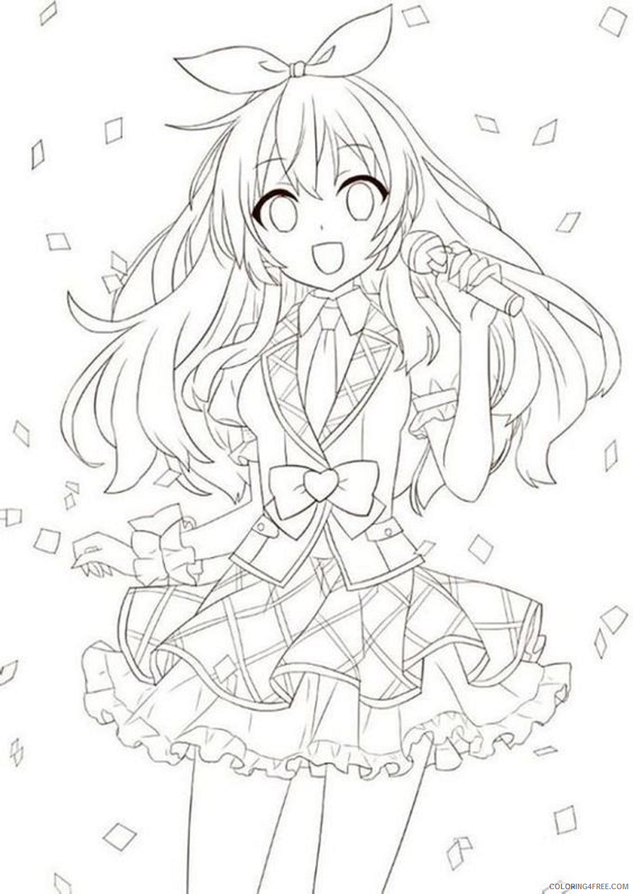 Girl Coloring Pages for Girls anime_girl_singing Printable 2021 0496 Coloring4free