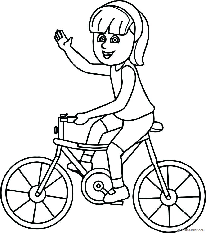 Girl Coloring Pages for Girls bike riding girl on bicycle Printable 2021 0508 Coloring4free