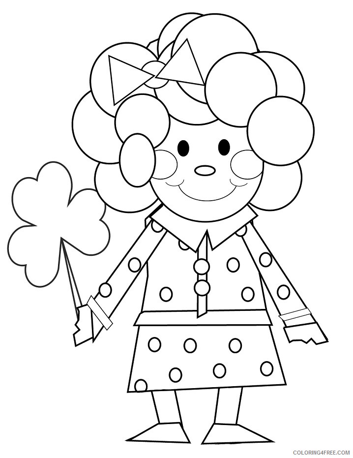 Girl Coloring Pages for Girls cartoon girl with shamrock Printable 2021 0509 Coloring4free