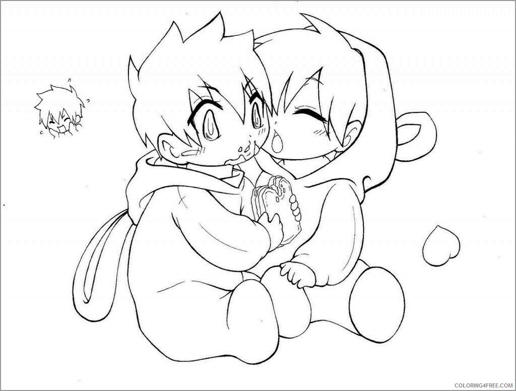 Girl Coloring Pages for Girls cute anime boy and girl Printable 2021 0538 Coloring4free