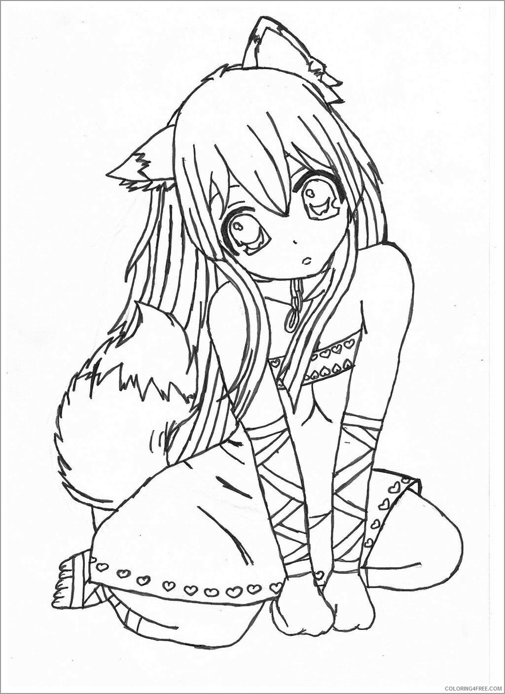 Girl Coloring Pages for Girls cute anime girl Printable 2021 0540 Coloring4free