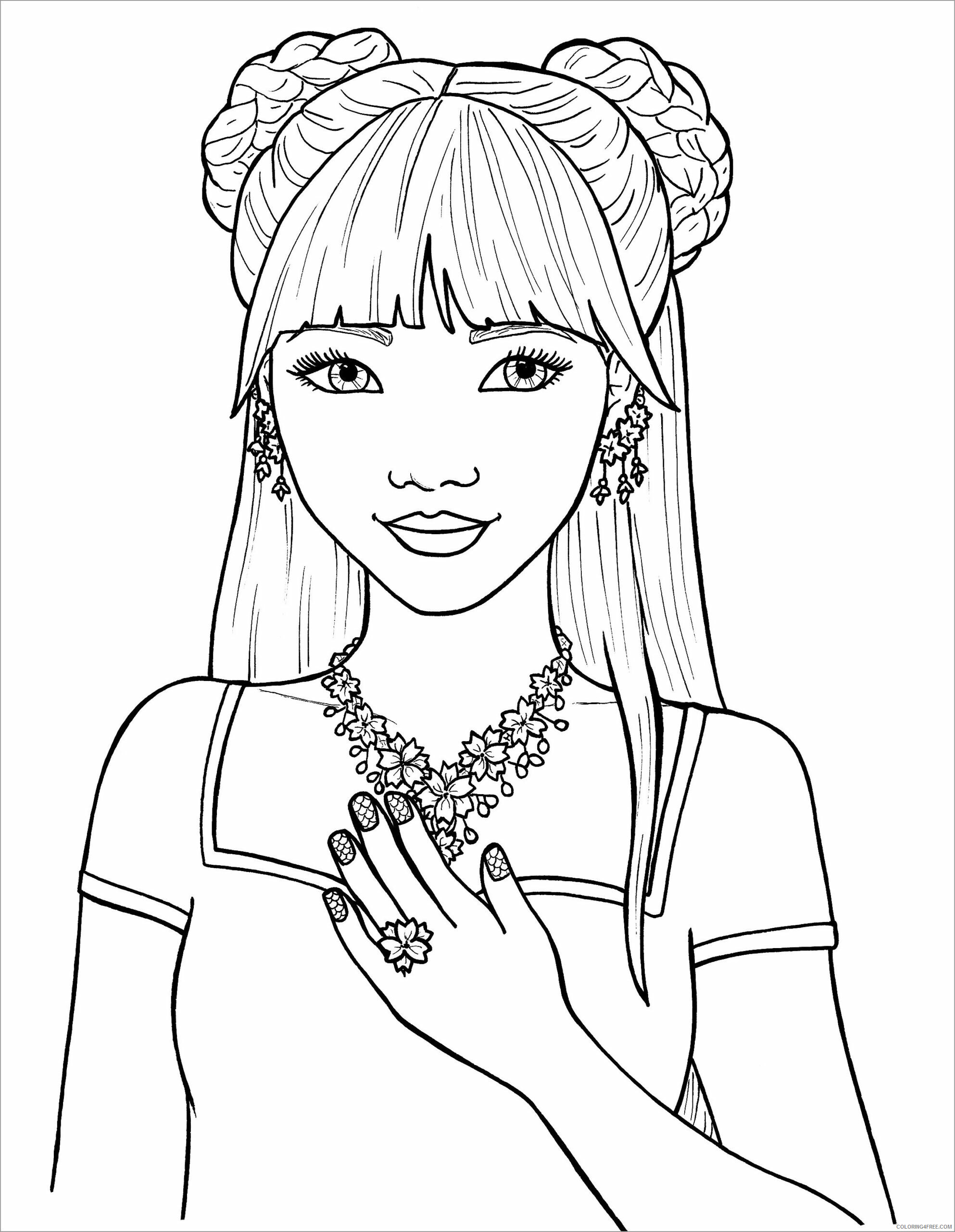 Girl Coloring Pages for Girls girl hair Printable 2021 0579 Coloring4free