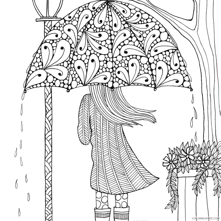 Girl Coloring Pages for Girls girl under the rain Printable 2021 0494 Coloring4free