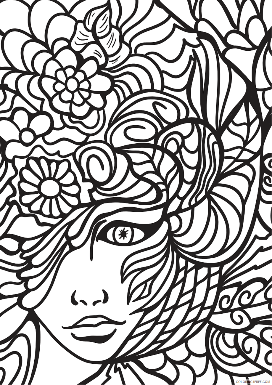 Girl Coloring Pages for Girls girl_face_doodle_art Printable 2021 0499 Coloring4free