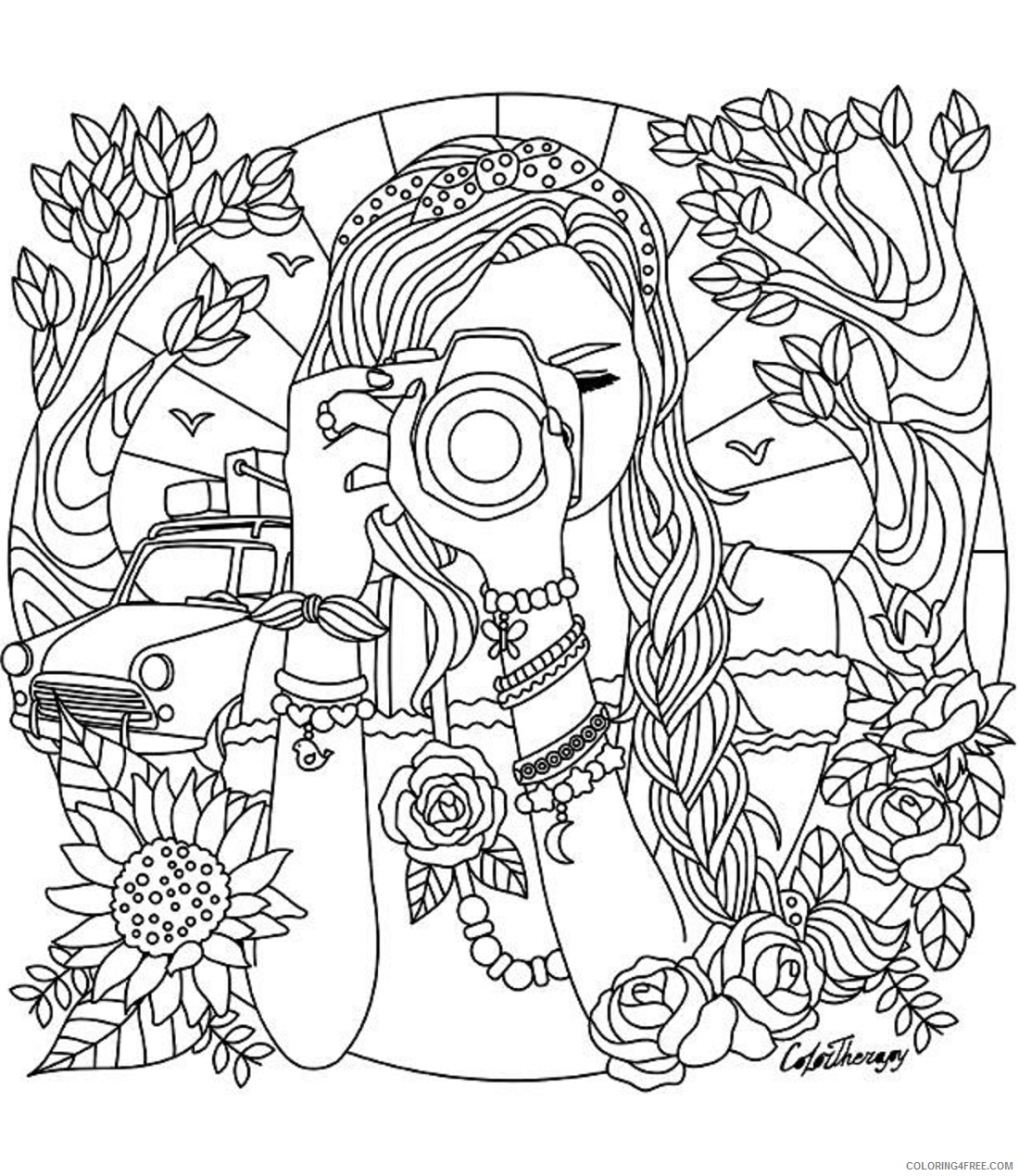 Girl Coloring Pages for Girls girl_taking_photos Printable 2021 0506 Coloring4free