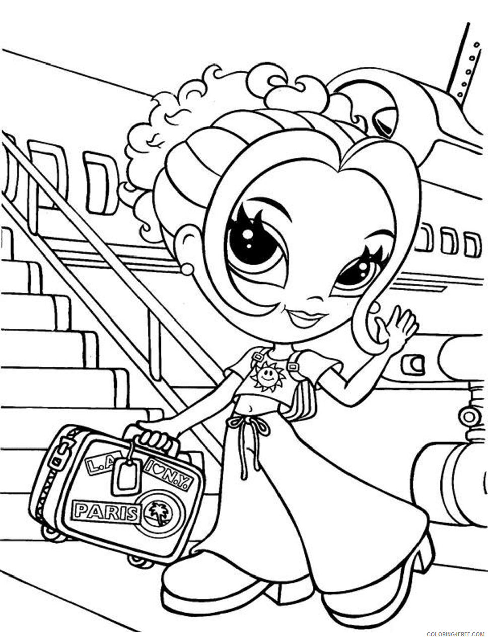 Girl Coloring Pages for Girls glamour_girl_travelling Printable 2021 ...