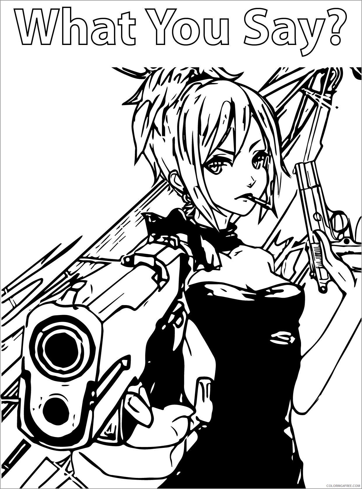 Girl Coloring Pages for Girls guns anime girl Printable 2021 0588 Coloring4free
