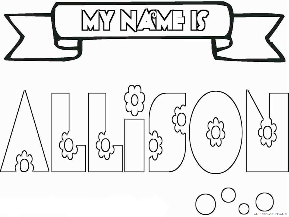 Girl Names Coloring Pages for Girls allison Printable 2021 0643 Coloring4free