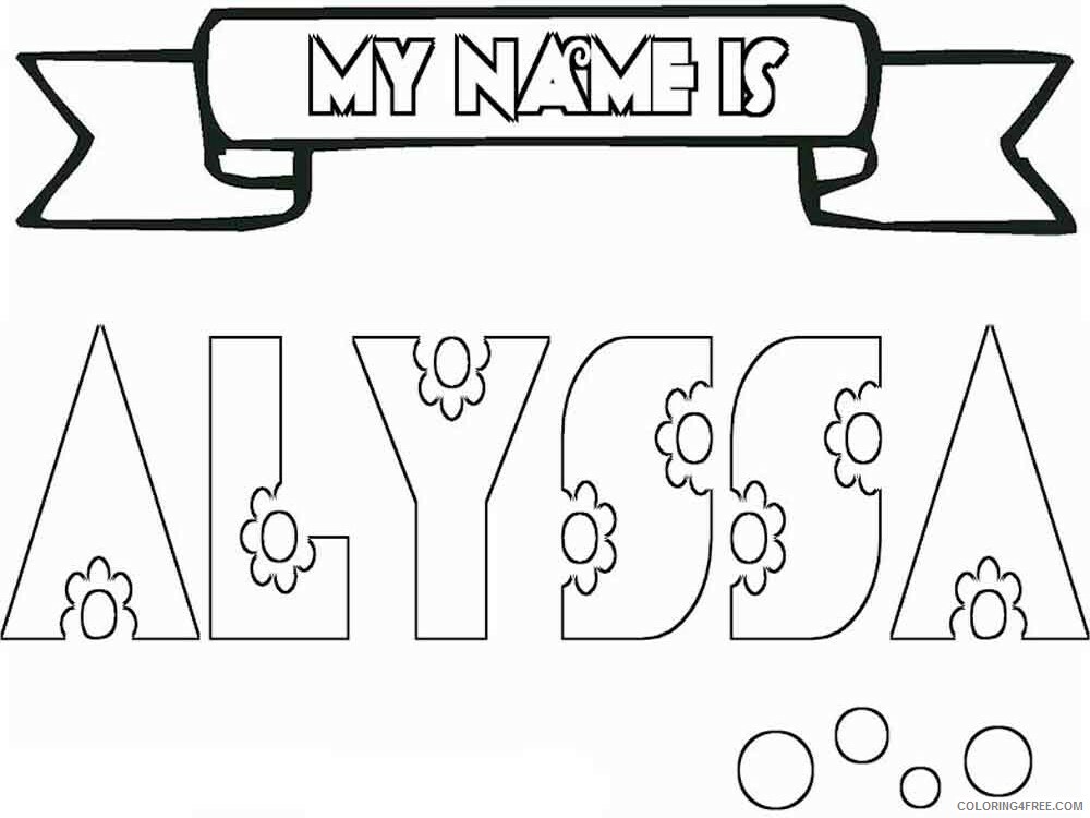 Girl Names Coloring Pages for Girls alyssa Printable 2021 0644 Coloring4free