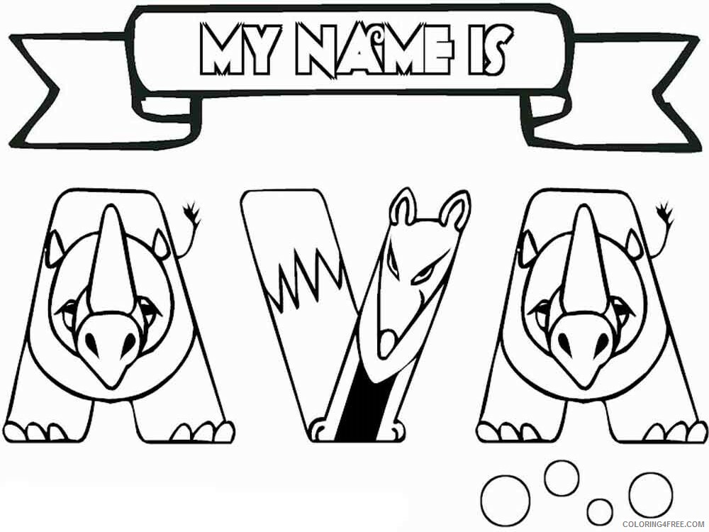 Girl Names Coloring Pages for Girls ava Printable 2021 0651 Coloring4free