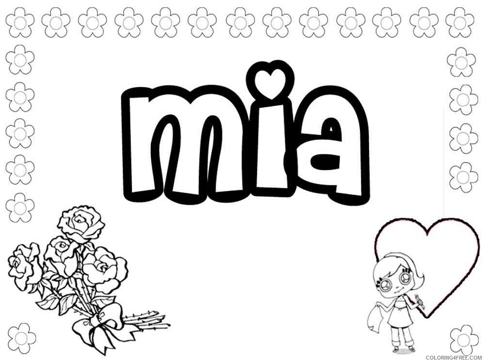 Girl Names Coloring Pages for Girls mia Printable 2021 0659 Coloring4free