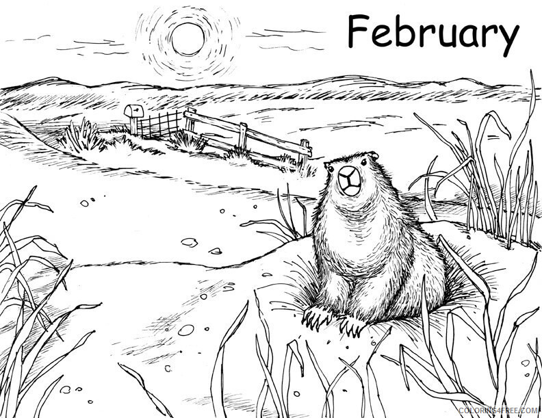 Groundhog Day Coloring Pages Holiday February Groundhog Day Worksheet Printable 2021 0573 Coloring4free