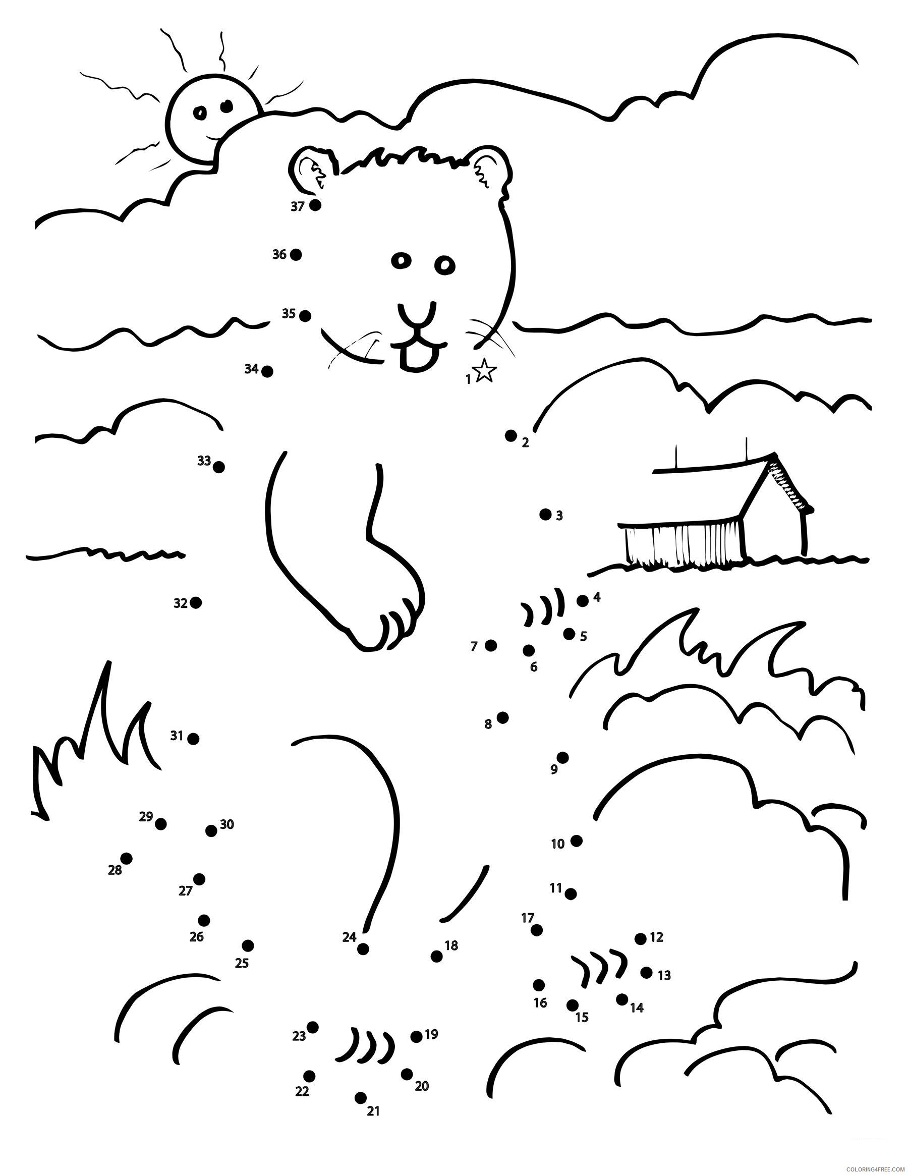 Groundhog Day Coloring Pages Holiday Groundhog Day Connect the Dot Worksheets Printable 2021 0581 Coloring4free