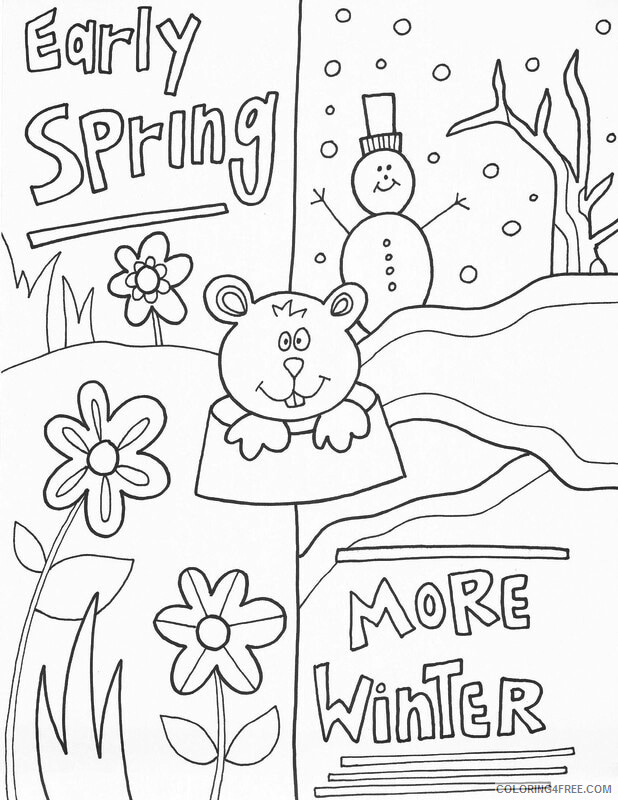 Groundhog Day Coloring Pages Holiday Spring Winter Groundhog Day Worksheet Printable 2021 0588 Coloring4free