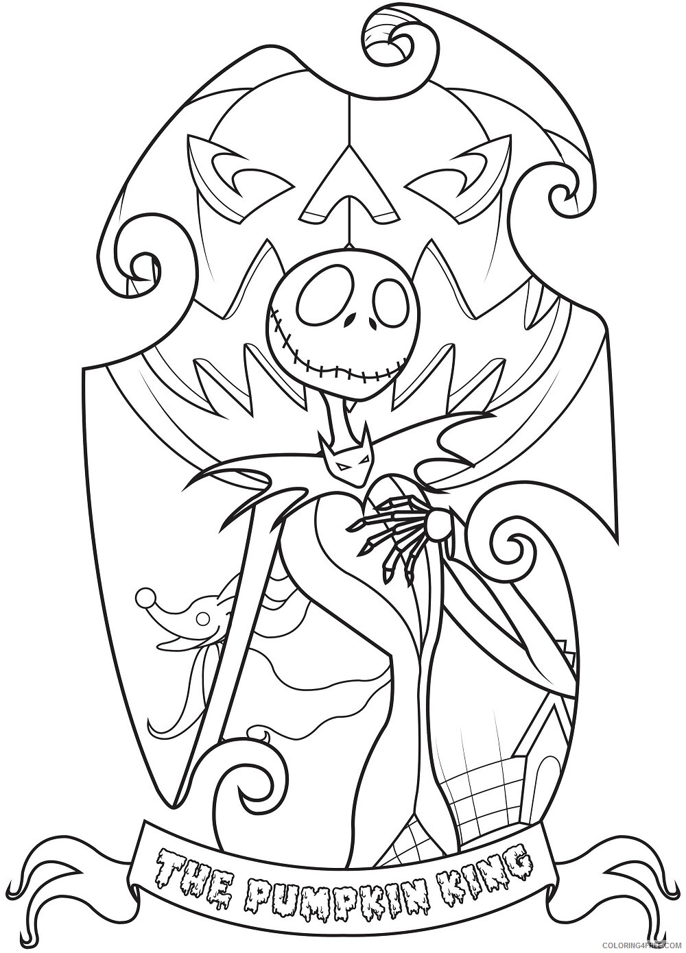 Halloween Coloring Pages Holiday 1574990638_jack skellington king of halloween town simple Printable 2021 0598 Coloring4free