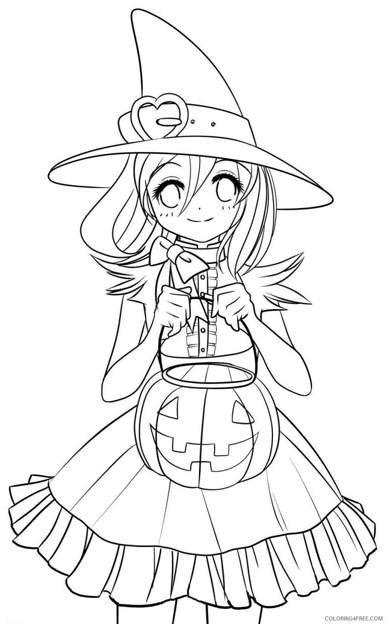 Halloween Coloring Pages Holiday Cute Anime Halloween Printable 2021 0609 Coloring4free