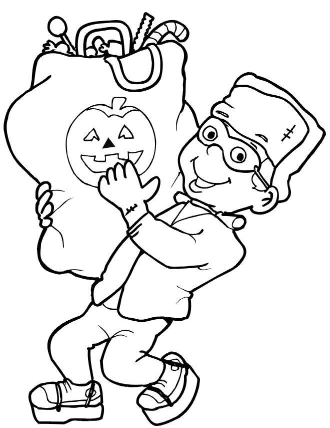 Halloween Coloring Pages Holiday Cute Frankenstein Halloween Printable 2021 0612 Coloring4free