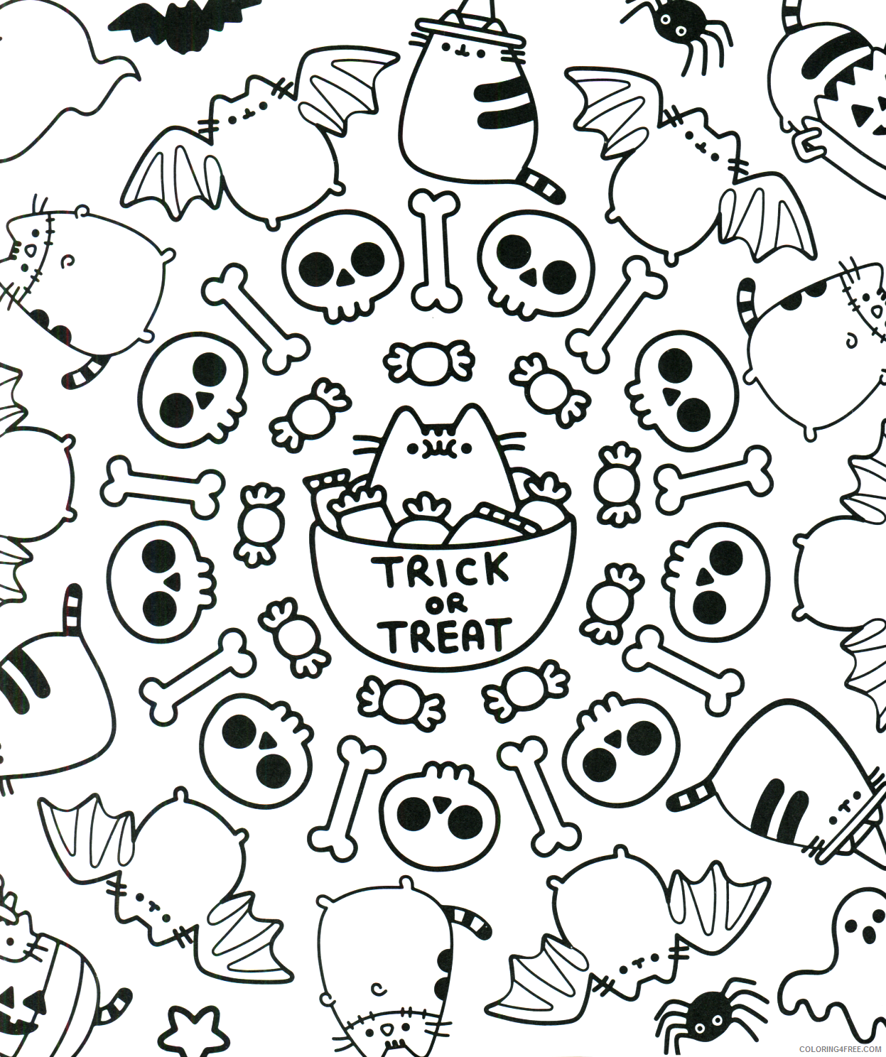 Halloween Coloring Pages Holiday Cute Halloween Pattern Printable 2021 0613 Coloring4free