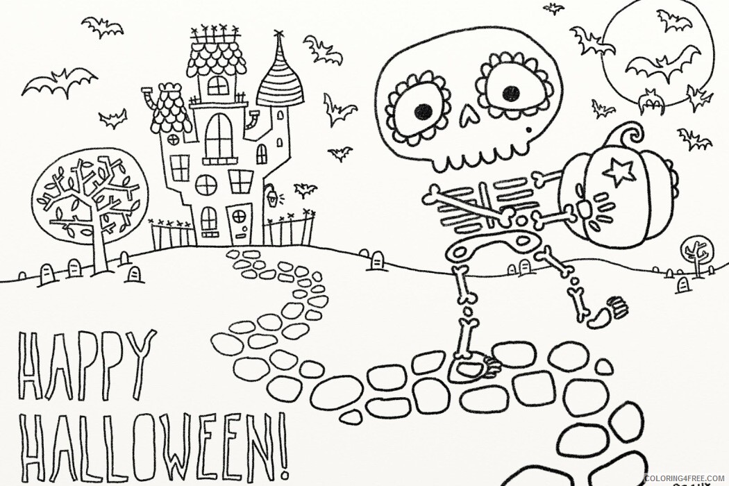 Halloween Coloring Pages Holiday Halloween Skeleton Printable 2021 0673 Coloring4free