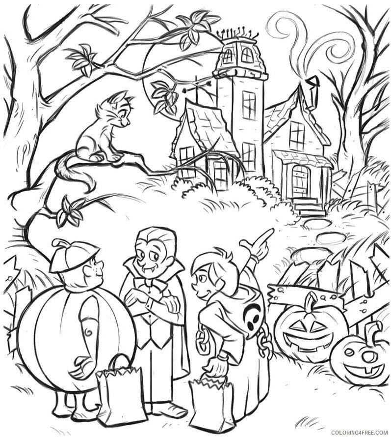 Halloween Coloring Pages Holiday Happy Halloween Night Printable 2021 0681 Coloring4free