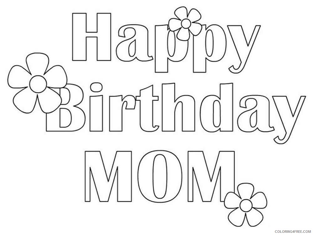 Happy Birthday Mom Coloring Pages Holiday happy birthday mom 4 Printable 2021 0728 Coloring4free
