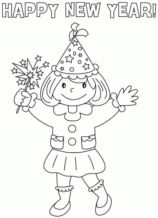 Happy Coloring Pages for Girls Girl Happy New Year Printable 2021 0718 Coloring4free