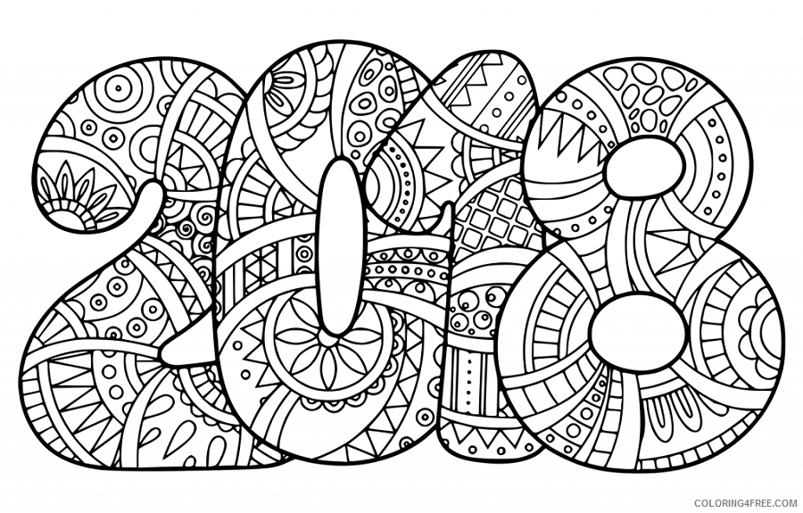 Happy New Year Coloring Pages Holiday 1532137522_new year 2018 a4 Printable 2021 0732 Coloring4free