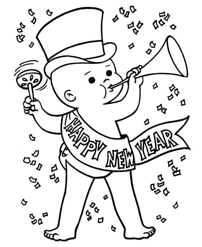 Happy New Year Coloring Pages Holiday Baby New Year Printable 2021 0734 Coloring4free