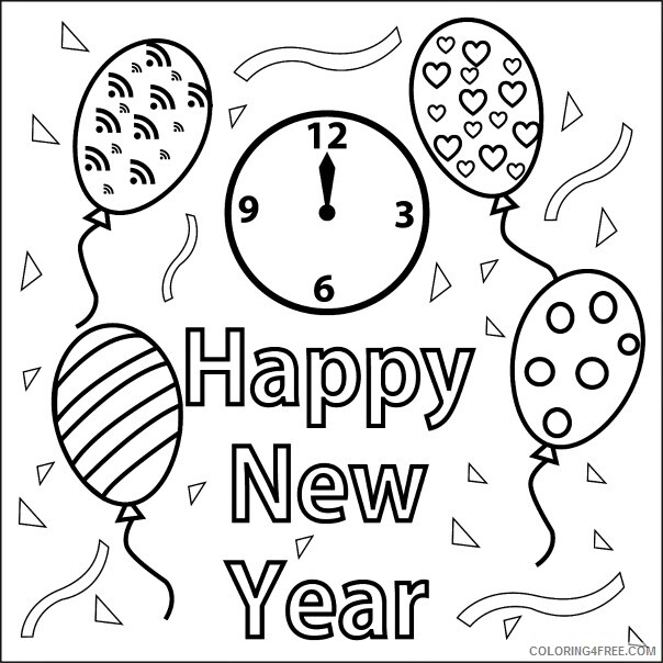 Happy New Year Coloring Pages Holiday Balloons Happy New Year Printable 2021 0736 Coloring4free